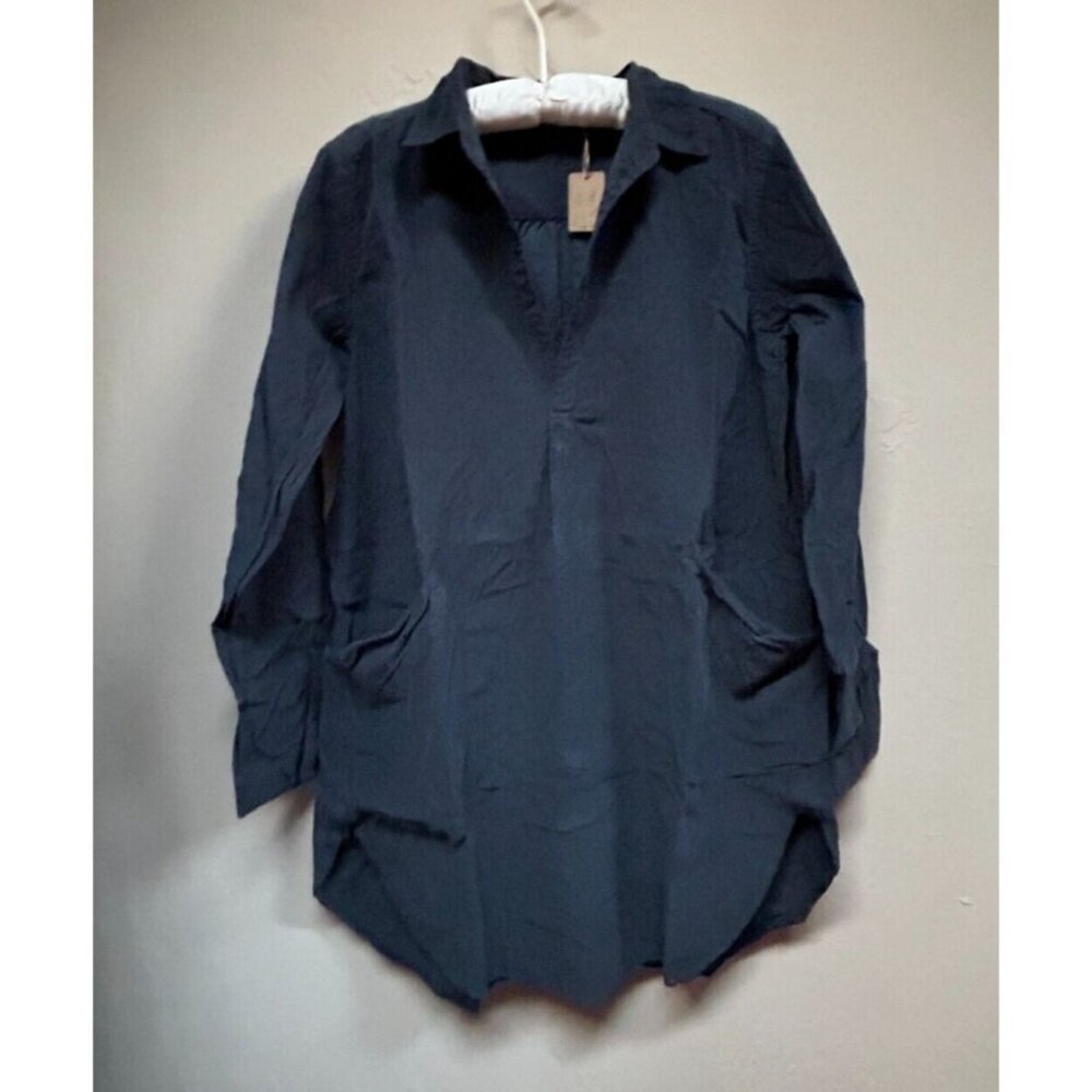 CP Shades Women's Teton Tunic Top Micro Corduroy Blouse Ink XS Long Sleeve New